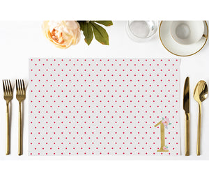 Fuchsia Dot 1st Birthday Paper Placemats by Digibuddha