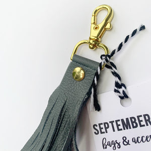 Genuine Leather Tassel, Grey