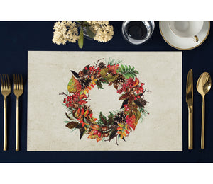 Autumn Wreath Thanksgiving Placemats Dining Table Decor by Digibuddha