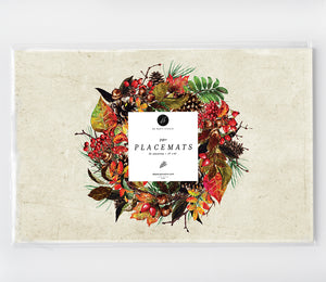 Autumn Wreath Thanksgiving Placemats Dining Table Decor by Digibuddha