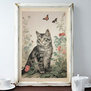 Misty Petalwhisker Vintage Cat Art Print