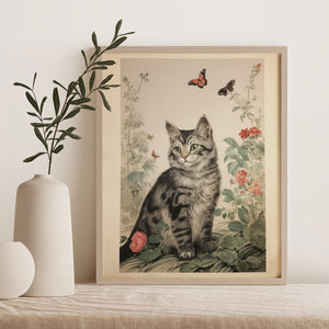 Misty Petalwhisker Vintage Cat Art Print