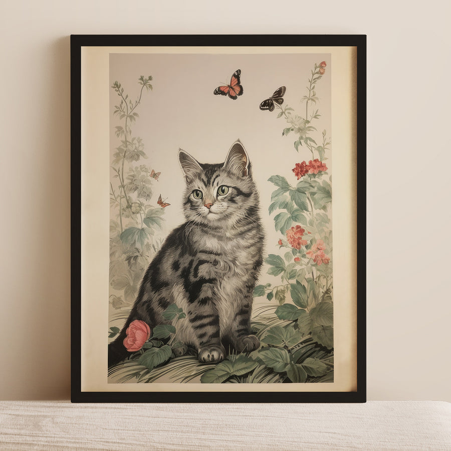 Misty Petalwhisker Vintage Cat Art Print