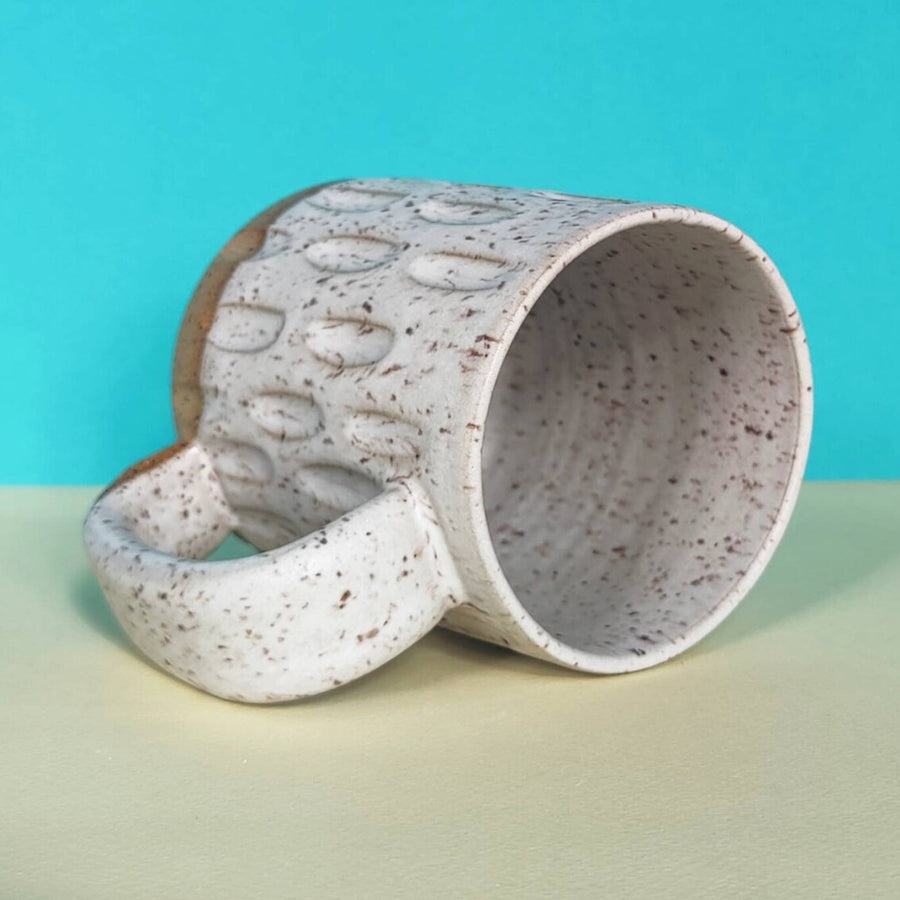 Fat Honeycomb White Stoneware Mug