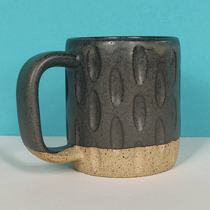 Fat Honeycomb Black Stoneware Mug