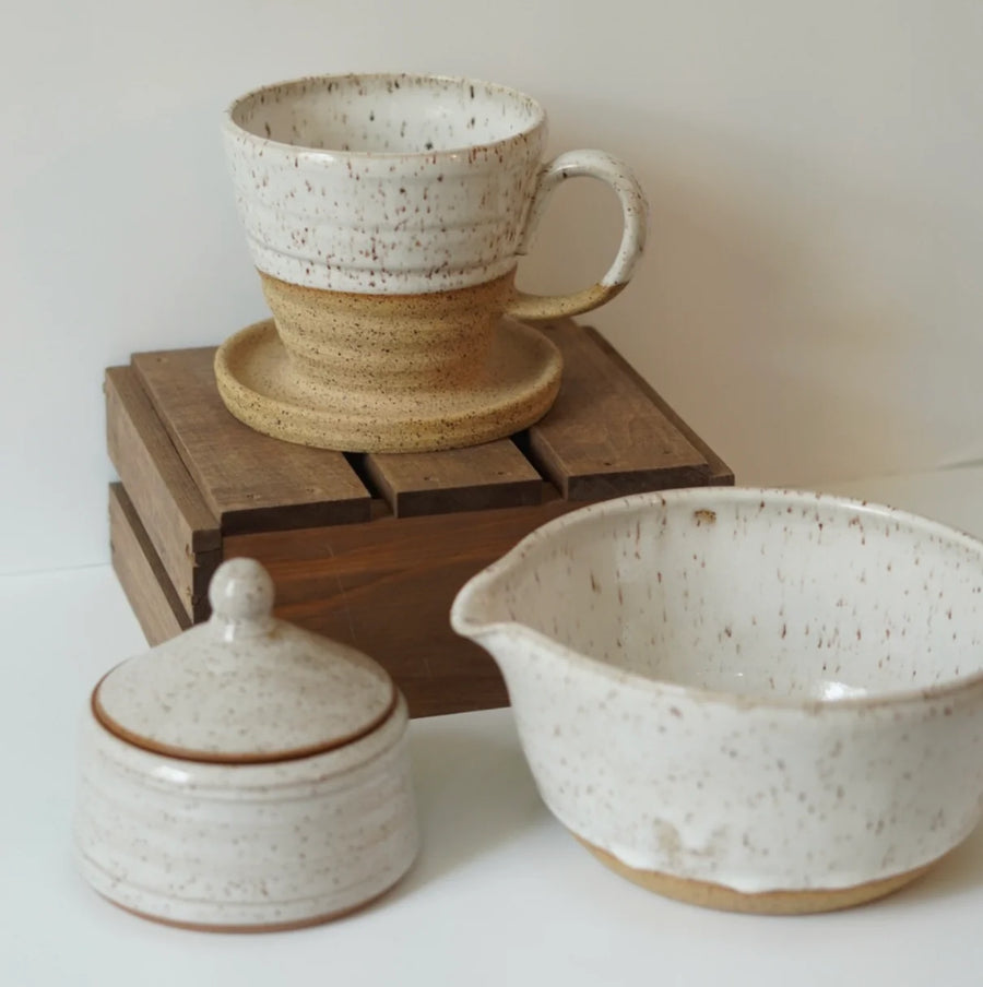 Glazed Ceramic Pinch Pot with Lid Handmade Pottery Bowl