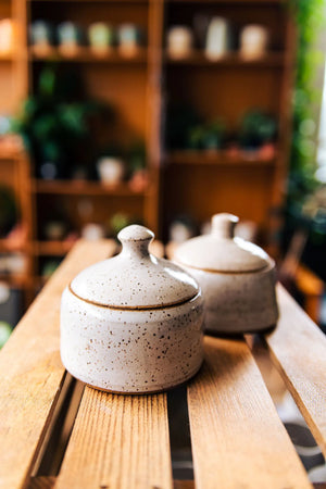 Glazed Ceramic Pinch Pot with Lid