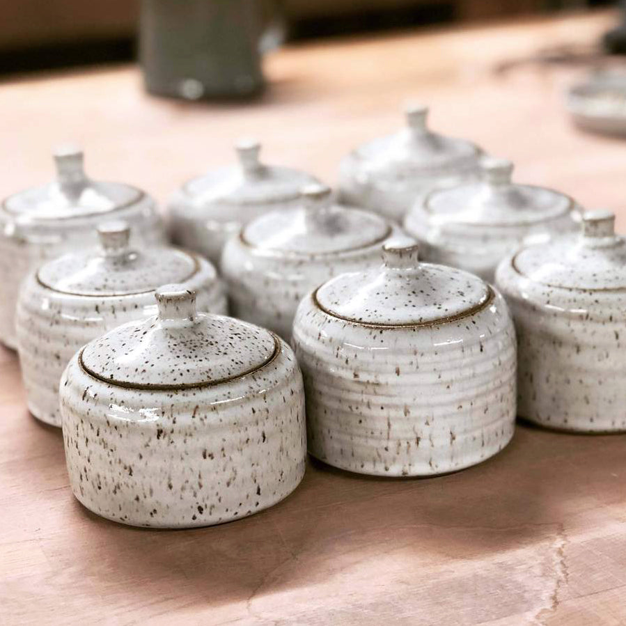 Glazed Ceramic Pinch Pot with Lid Handmade Pottery Bowl