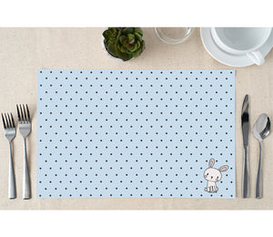 Sweet Blue Bunny Paper Placemats for Baby 1st Birthday or Baby Shower by Digibuddha