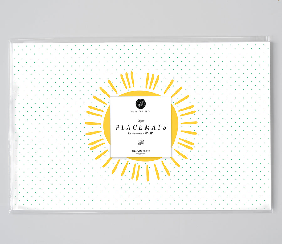 Yellow Sun Smily Face Sunshine Paper Placemats by Digibuddha