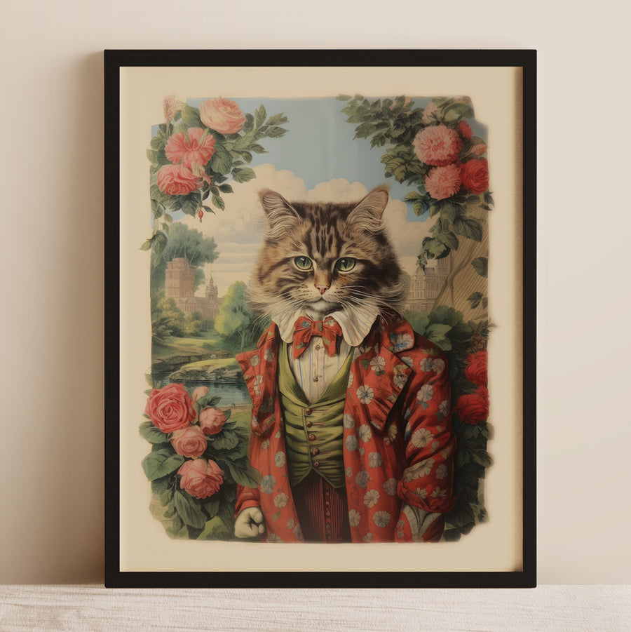 Sir Sartorial Whiskers Vintage Cat Art Print