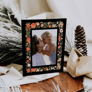 Warm Winter Floral Frame Folded Holiday Cards