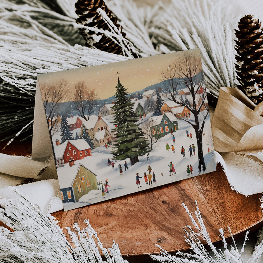 Cozy Little Christmas Town Folded Holiday Cards