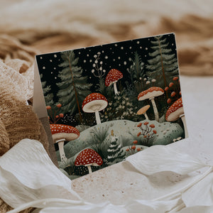 Winter Mushroom Forest Photo Folded Holiday Cards