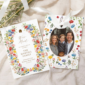 Elegant We've Moved announcement card featuring boho floral designs, perfect for sharing the excitement of a new home this spring.