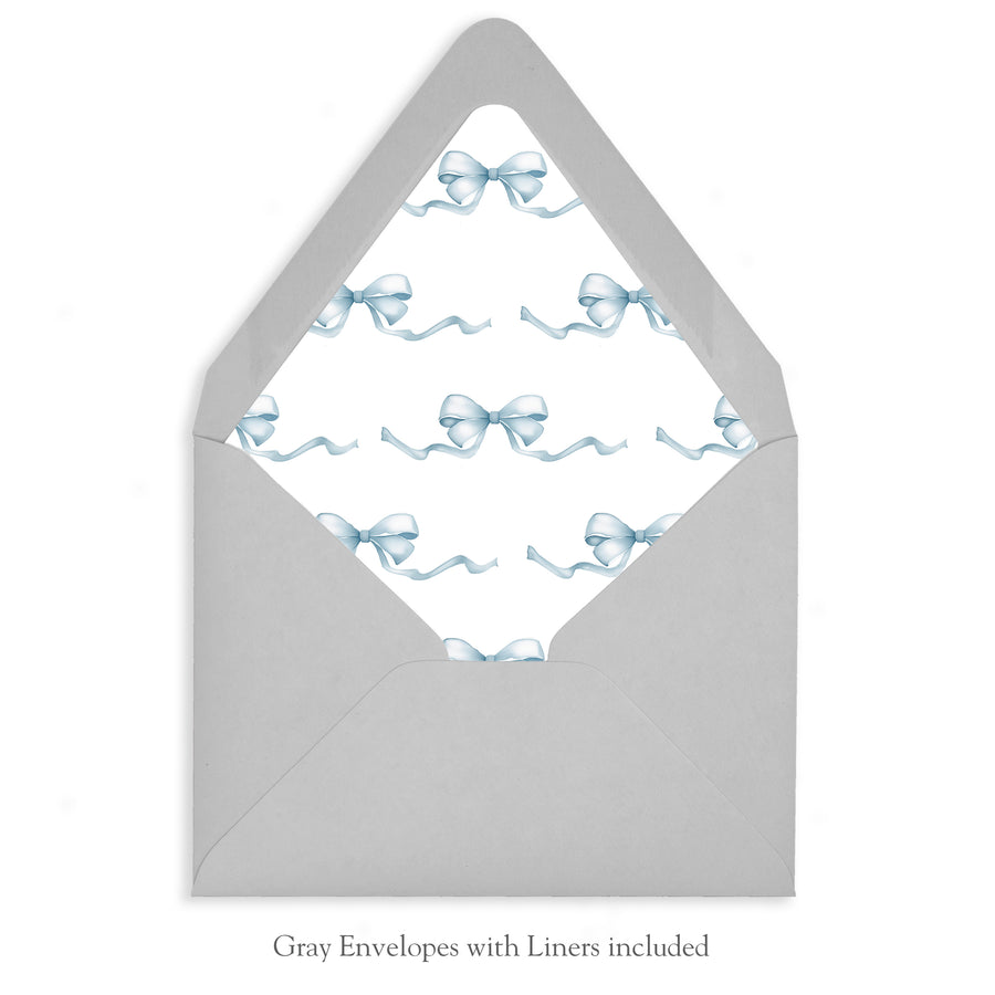 Watercolor Blue Bow Personalized Stationery