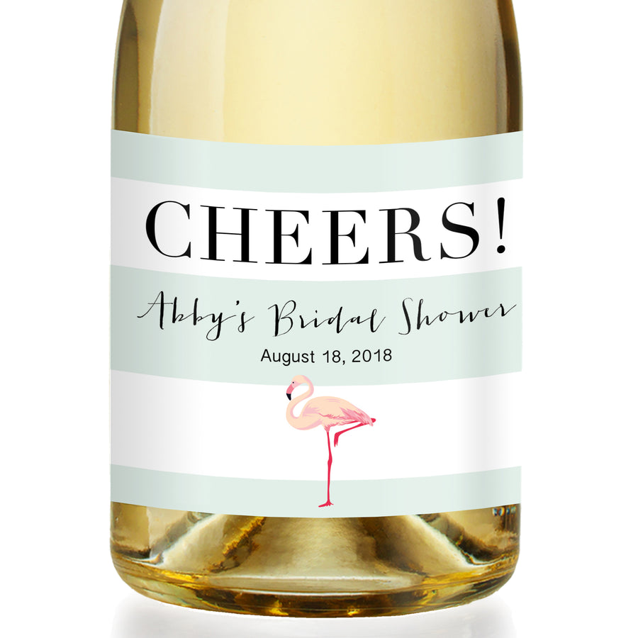 "Abby" Flamingo Bridal Shower Champagne Labels