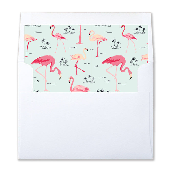 "Abby" Mint Stripe + Flamingo Envelope Liners