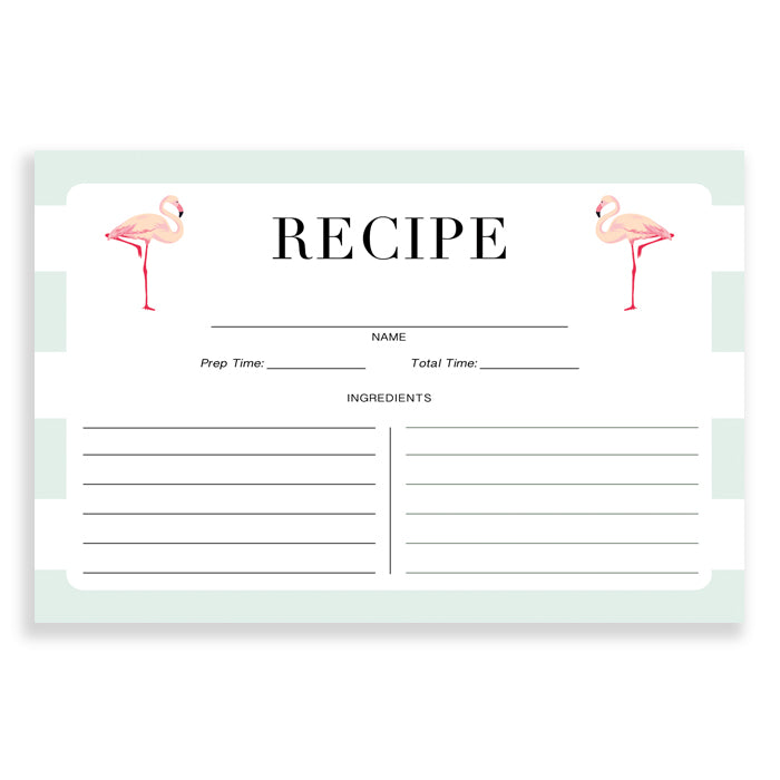 Mint Stripe + Flamingo Recipe Cards | Abby
