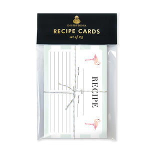 Mint Stripe + Flamingo Recipe Cards |  Abby