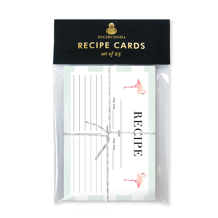 Mint Stripe + Flamingo Recipe Cards |  Abby