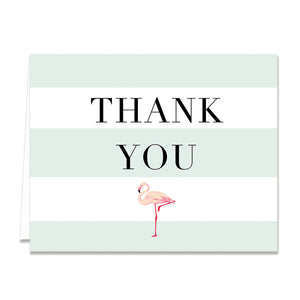 "Abby" Mint Stripe Flamingo Thank You Card