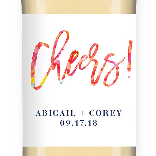 "Abigail" Bright Floral Wedding Wine Label