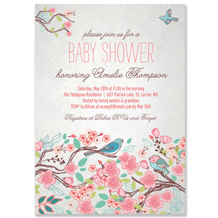Little Birds Baby Shower Invitation