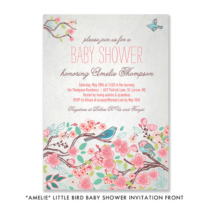 Little Birds Baby Shower Invitation