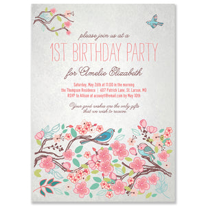 Baby Girl's First Birthday Party Invitation