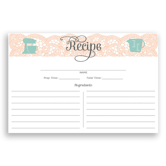 Lace Recipe Cards |  Amy Coral