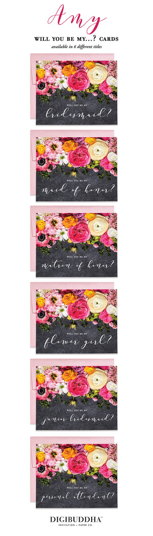 Rustic Floral Will You Be My Bridesmaid? Card | Amy
