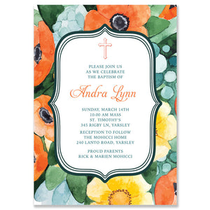 “Andra” Boho Watercolor Baptism Invitation