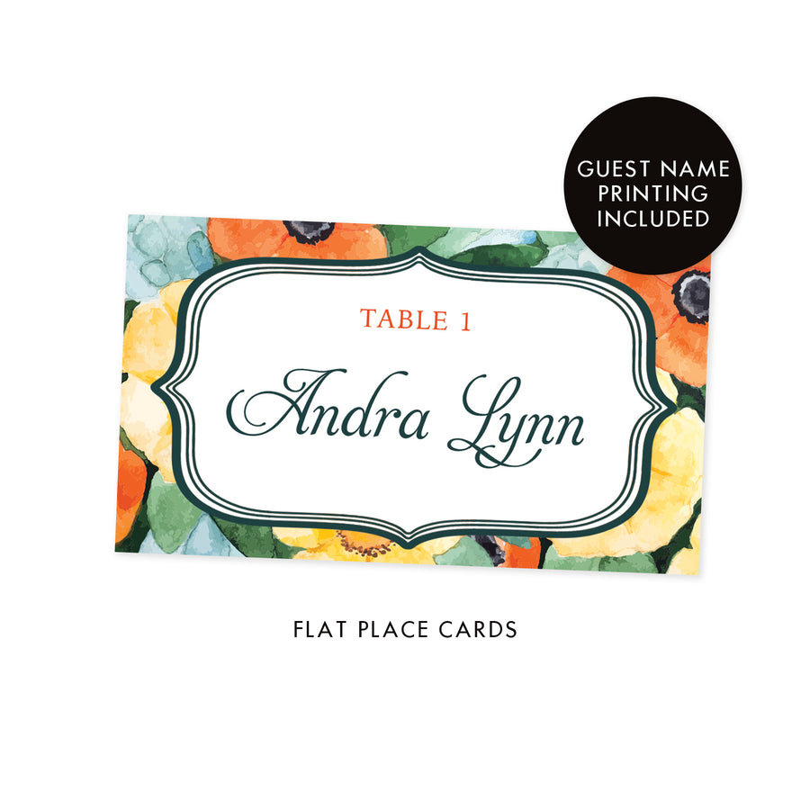 Boho Place Cards with Watercolor Floral | Andra
