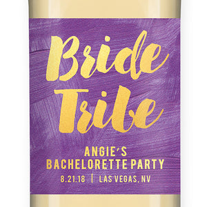 "Angie" Purple + Gold Bachelorette Party Wine Labels