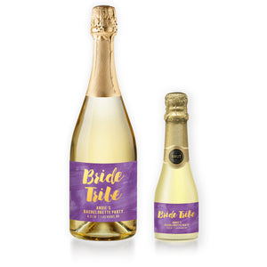 "Angie" Purple + Gold Bachelorette Party Champagne Labels