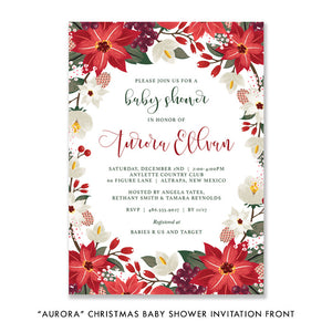 "Aurora" Christmas Baby Shower Invitation