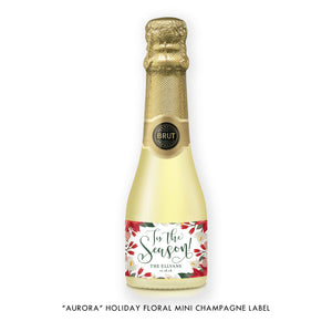 "Aurora" Floral Holiday Champagne Labels