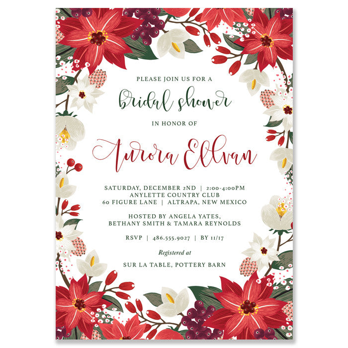 "Aurora" Christmas Bridal Shower Invitation