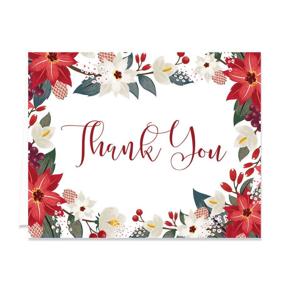 "Aurora" Floral Holiday Thank You Card