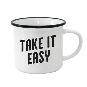 Take It Easy Black Rim Camper Mug