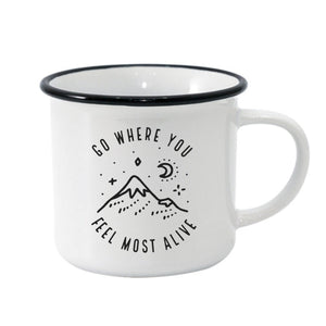 Go Where You Feel Most Alive Black Rim Camper Mug