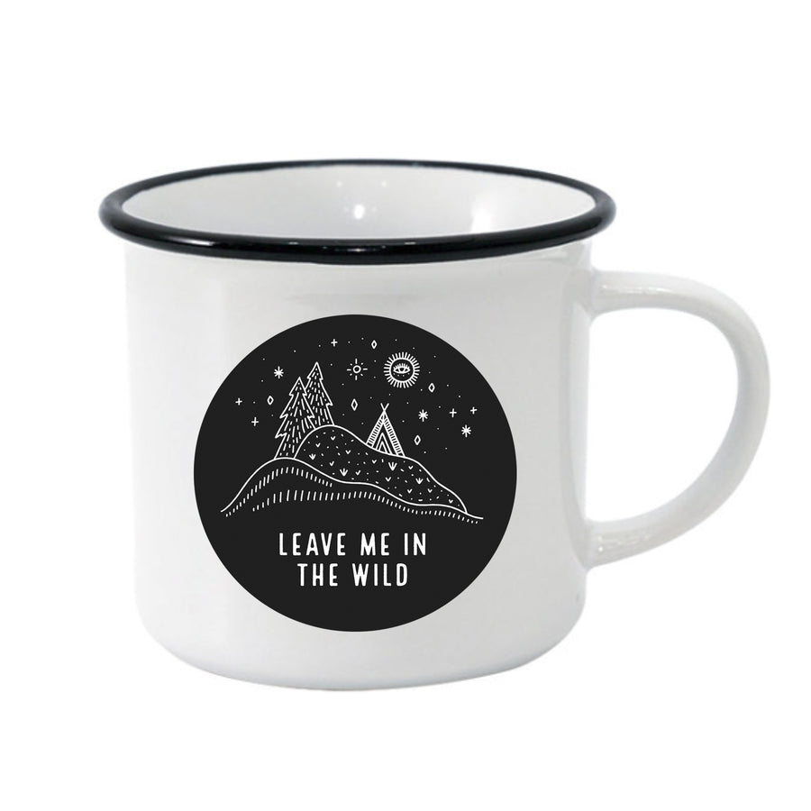 Leave Me In The Wild Black Rim Camper Mug