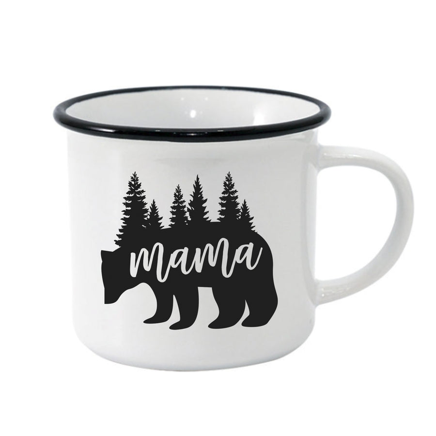 Mama Bear Black Rim Camper Mug