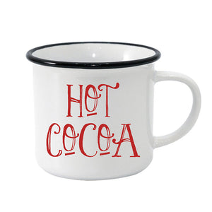Hot Cocoa Black Rim Camper Mug
