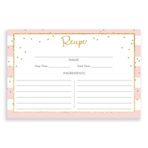 Blush Stripe + Gold Glitter Recipe Cards  |  Blake