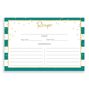 Emerald Stripe + Gold Glitter Recipe Cards | Blake