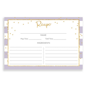 Lavender Stripe + Gold Glitter Recipe Cards | Blake