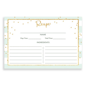 Mint Stripe + Gold Glitter Recipe Cards Gift Set |  Blake