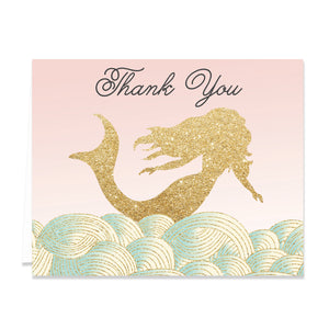 "Brooklyn" Pink + Gold Mermaid Thank You Card